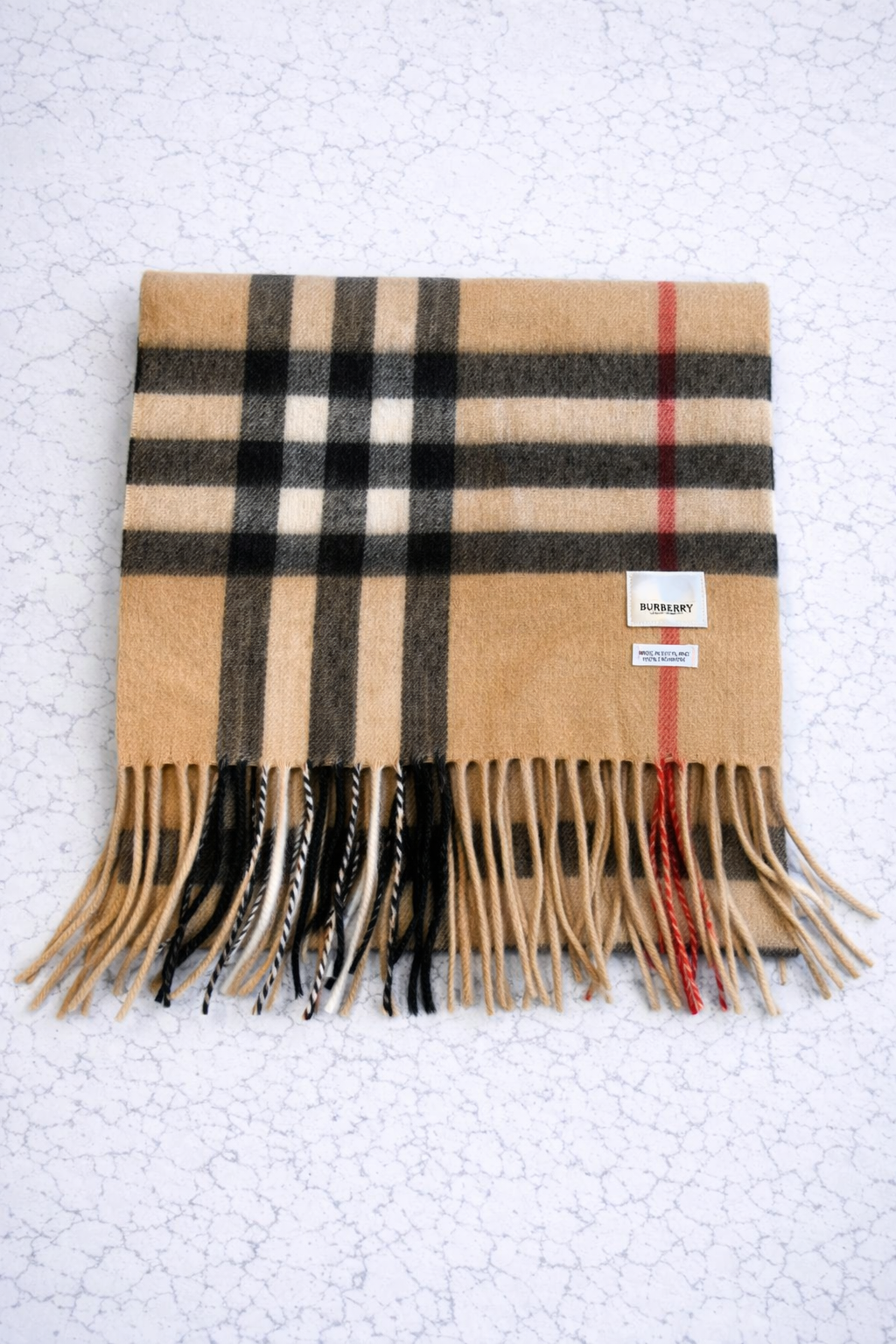 Burberry Cashmere Scarf – Classic Camel Check