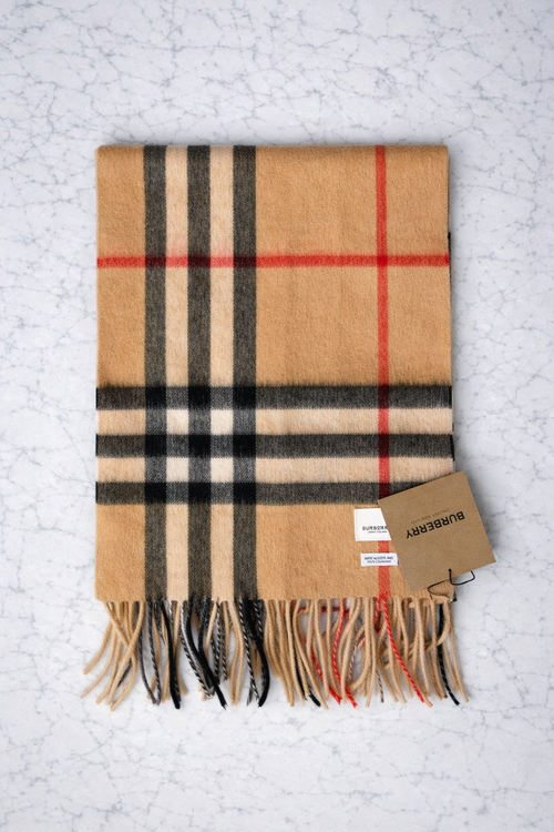 Burberry Cashmere Scarf – Classic Camel Check