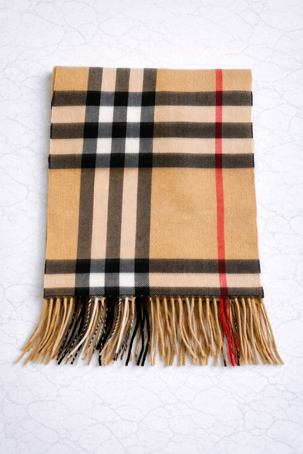 Burberry Cashmere Scarf – Classic Camel Check