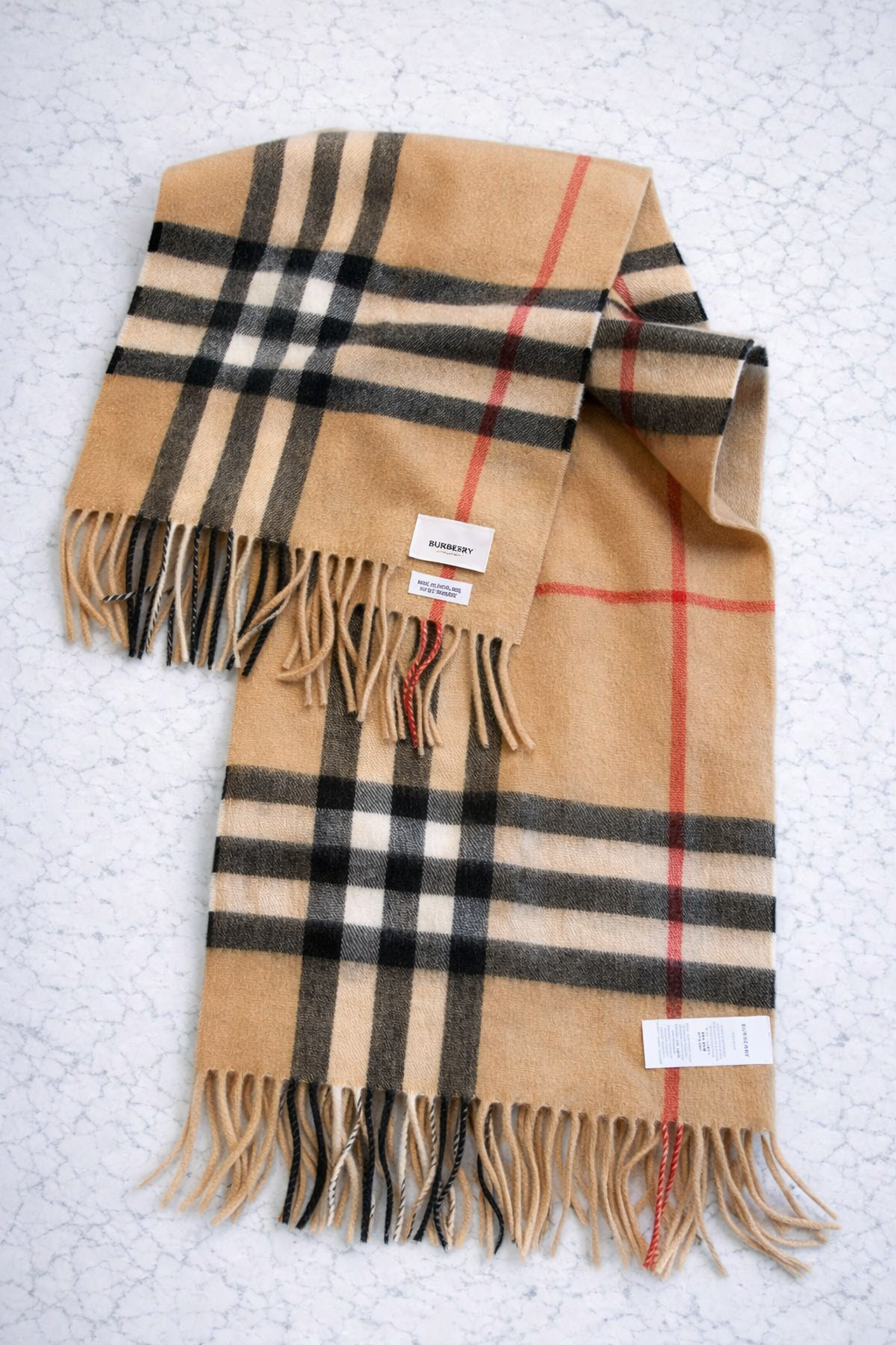 Burberry Cashmere Scarf – Classic Camel Check